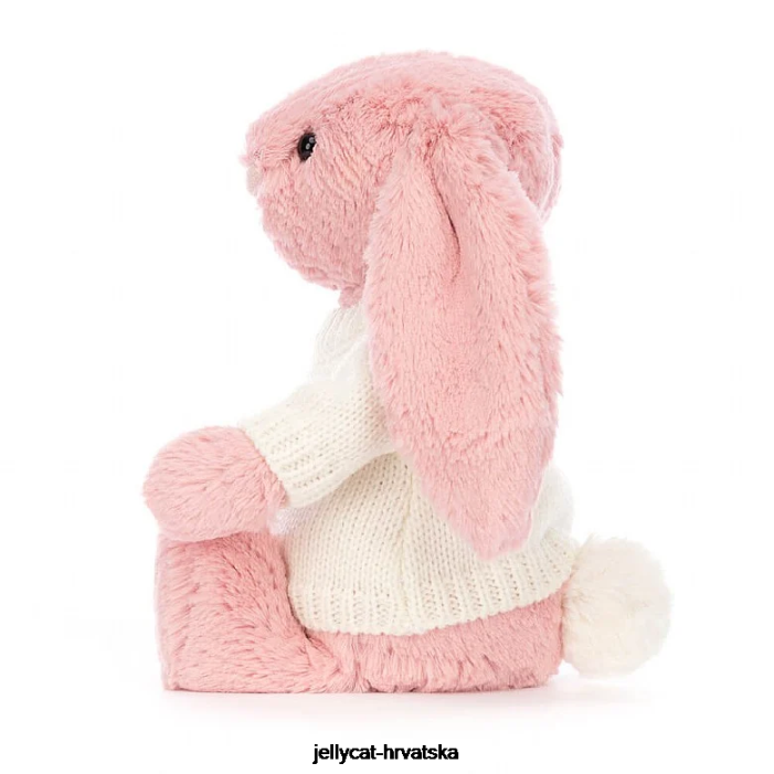 Jellycat sramežljivi zeko s laticama s personaliziranim krem ​​džemperom, ružičastim sorbetom 243 igračka