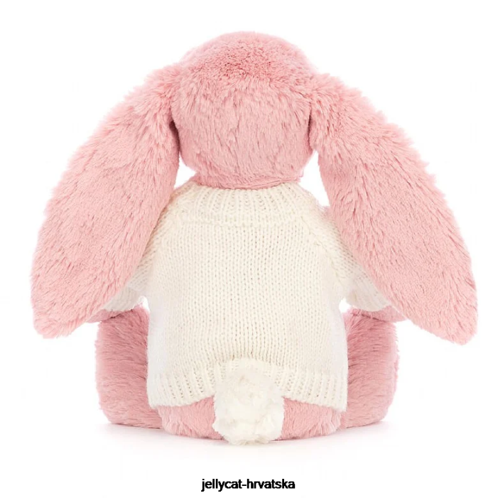 Jellycat sramežljivi zeko s laticama s personaliziranim krem ​​džemperom, ružičastim sorbetom 243 igračka