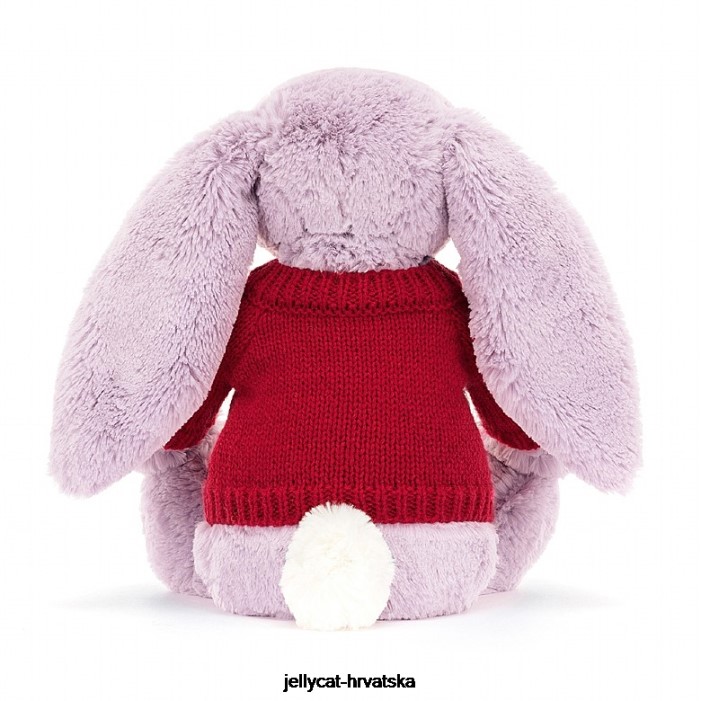 Jellycat sramežljivi zeko s personaliziranim crvenim džemperom lila 300 igračka