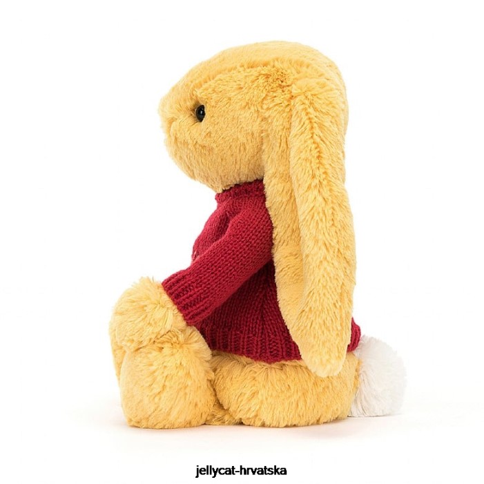 Jellycat sramežljivi zeko s personaliziranim crvenim džemperom sunca 332 igračka