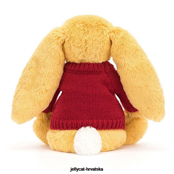 Jellycat sramežljivi zeko s personaliziranim crvenim džemperom sunca 332 igračka
