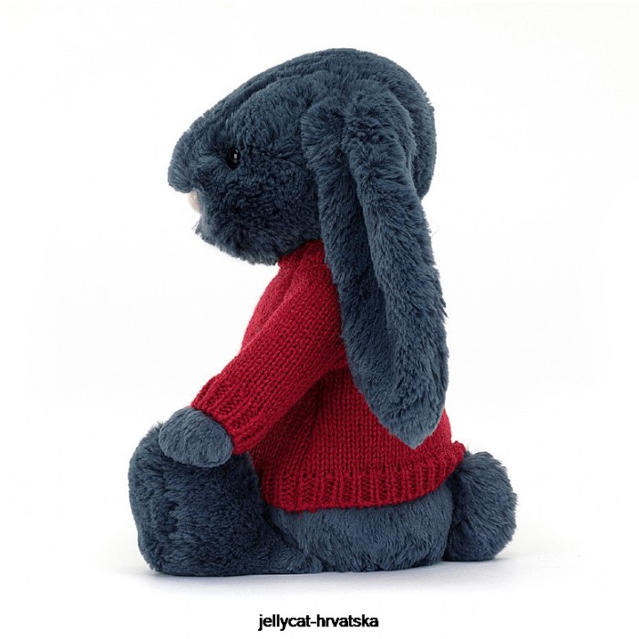 Jellycat sramežljivi zeko s personaliziranim crvenim džemperom tamnoplave boje 374 igračka