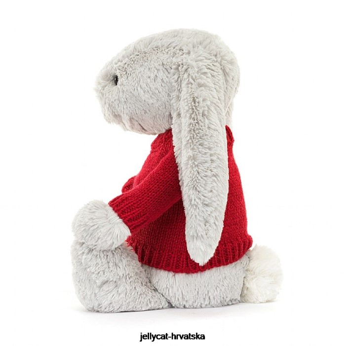 Jellycat sramežljivi zeko s personaliziranim crvenim srebrnim džemperom 245 igračka