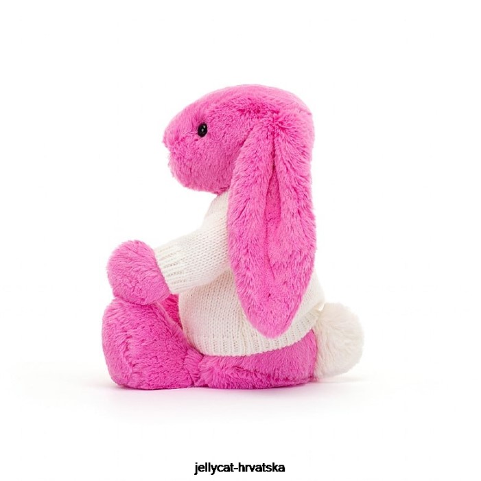 Jellycat sramežljivi zeko s personaliziranim krem ​​džemperom žarko ružičaste boje 216 igračka