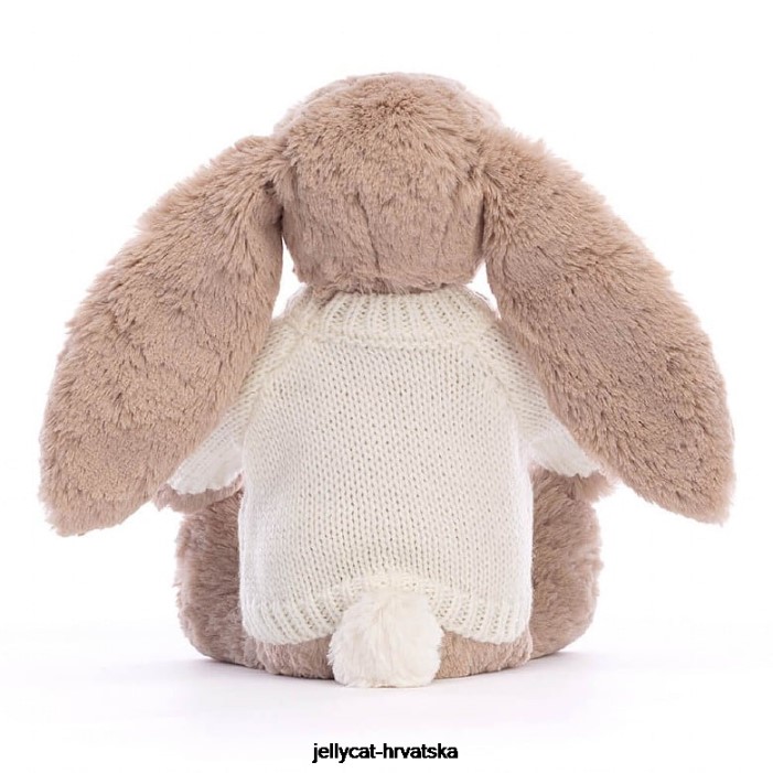Jellycat sramežljivi zeko s personaliziranim krem ​​džemperom bež boje 146 igračka