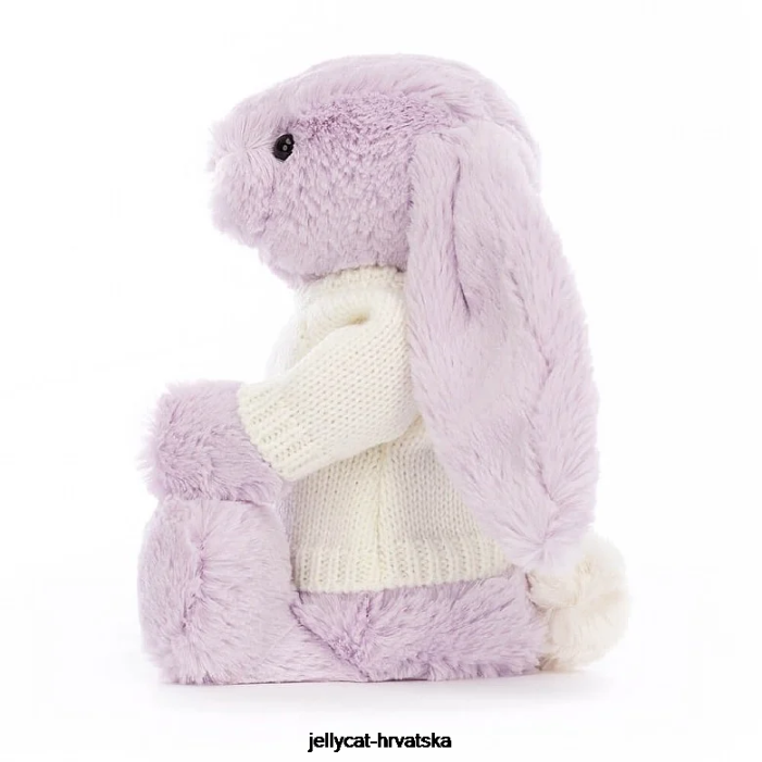 Jellycat sramežljivi zeko s personaliziranim krem ​​džemperom lila 257 igračka