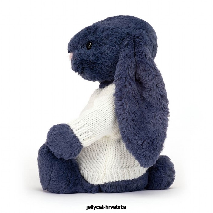 Jellycat sramežljivi zeko s personaliziranim krem ​​džemperom tamnoplave boje 389 igračka