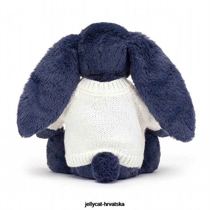 Jellycat sramežljivi zeko s personaliziranim krem ​​džemperom tamnoplave boje 389 igračka