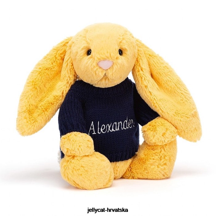 Jellycat sramežljivi zeko s personaliziranim tamnoplavim džemperom sunca 390 igračka