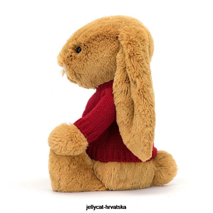 Jellycat stidljiv en zeko s personaliziranim crvenim džemperom zlatne boje 333 igračka