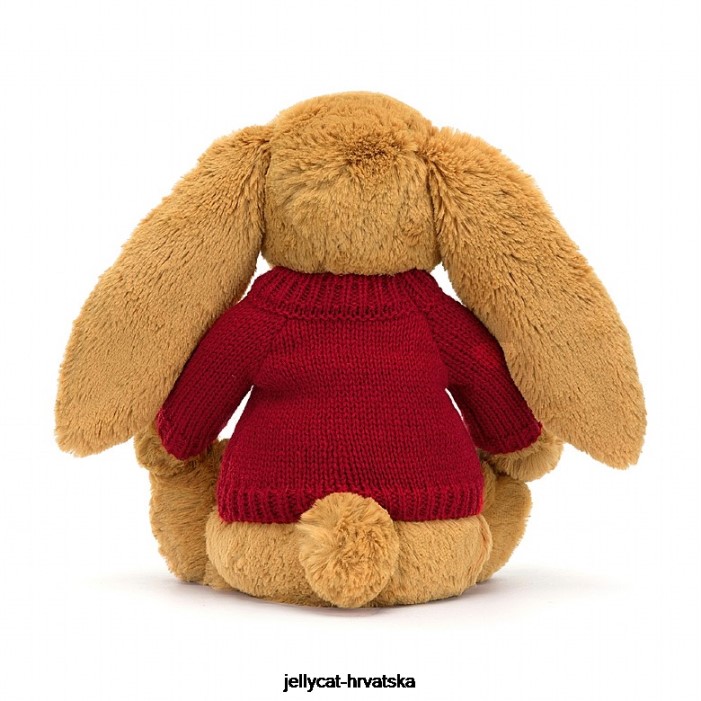 Jellycat stidljiv en zeko s personaliziranim crvenim džemperom zlatne boje 333 igračka