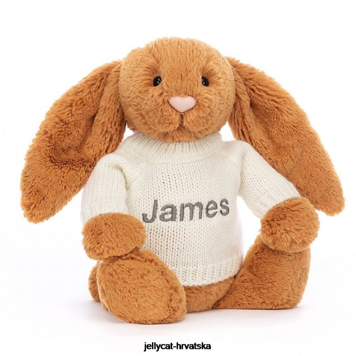 Jellycat stidljiv en zeko s personaliziranim krem ​​džemperom zlatne boje 355 igračka