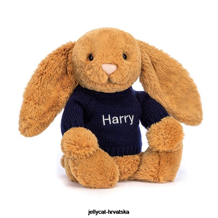 Jellycat stidljiv en zeko s personaliziranim tamnoplavim džemperom zlatne boje 471 igračka