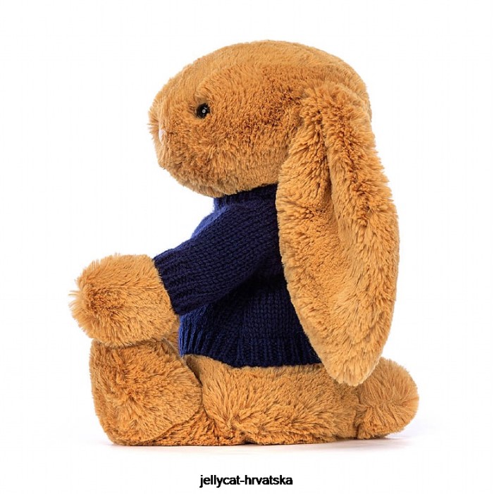Jellycat stidljiv en zeko s personaliziranim tamnoplavim džemperom zlatne boje 471 igračka