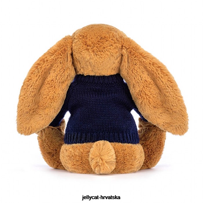 Jellycat stidljiv en zeko s personaliziranim tamnoplavim džemperom zlatne boje 471 igračka