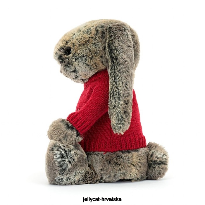 Jellycat stidljivi zeko od pamučnog repa s personaliziranim crvenim sivim džemperom 414 igračka