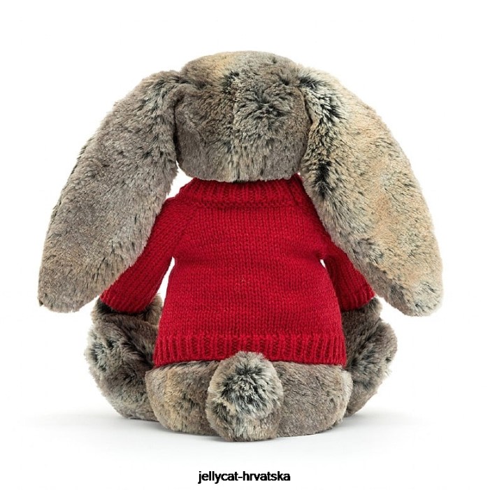 Jellycat stidljivi zeko od pamučnog repa s personaliziranim crvenim sivim džemperom 414 igračka