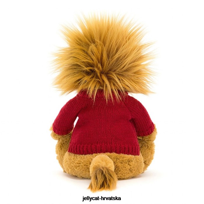 Jellycat sramežljivi lav s personaliziranim crvenim žutim džemperom 546 igračka