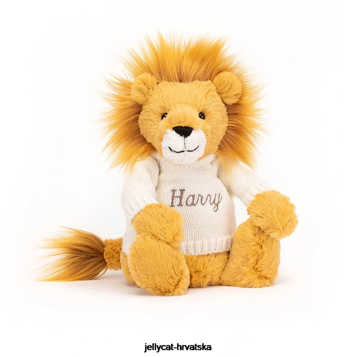 Jellycat sramežljivi lav s personaliziranim krem ​​žutim džemperom 539 igračka