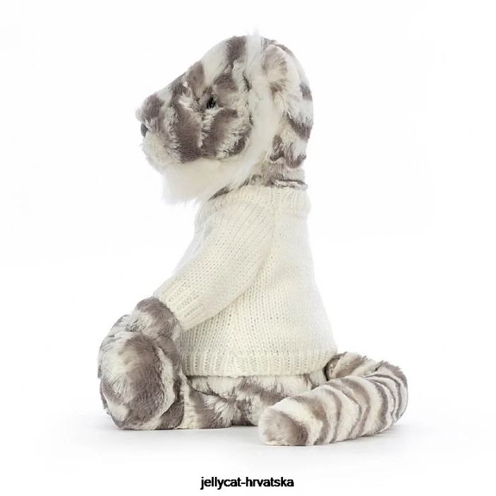 Jellycat sramežljivi snježni tigar s personaliziranim krem ​​džemperom u sivoj i bijeloj boji 578 igračka