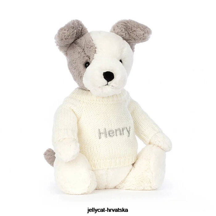 Jellycat sramežljivi terijer s personaliziranim krem ​​džemperom sive i bijele boje 521 igračka