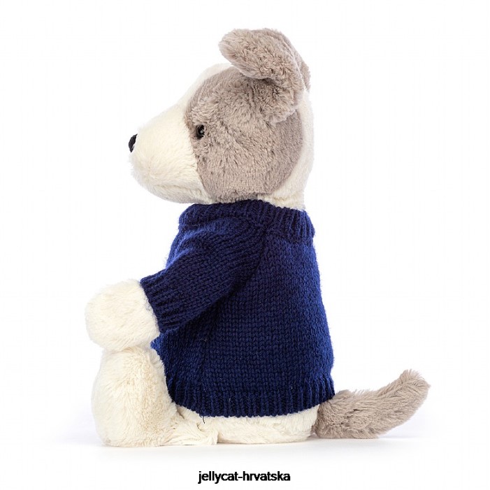 Jellycat sramežljivi terijer s personaliziranim tamnoplavim džemperom u sivoj i bijeloj boji 516 igračka
