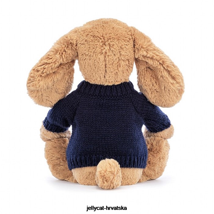 Jellycat sramežljivo štene karamele s personaliziranim mornarsko bež džemperom 139 igračka
