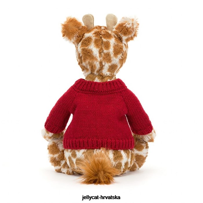 Jellycat stidljiva žirafa s personaliziranim crvenim narančastim džemperom 224 igračka