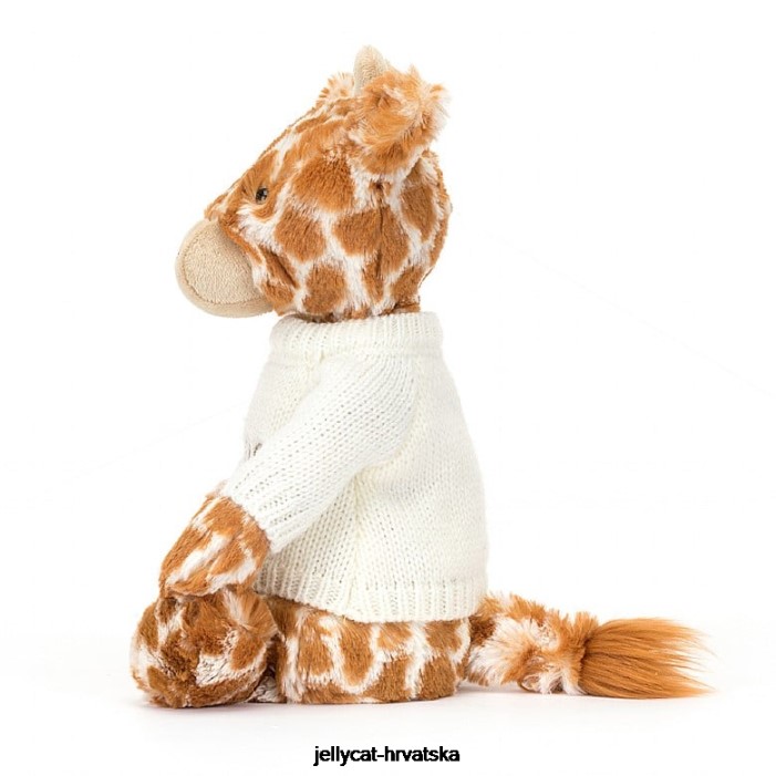Jellycat stidljiva žirafa s personaliziranim krem ​​džemperom narančaste boje 240 igračka