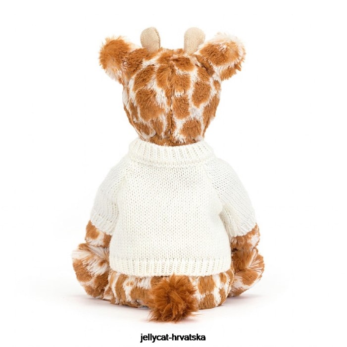 Jellycat stidljiva žirafa s personaliziranim krem ​​džemperom narančaste boje 240 igračka