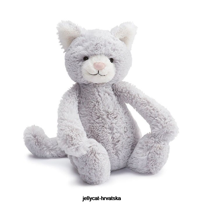 Jellycat stidljiva siva maca srebrna 608 igračka
