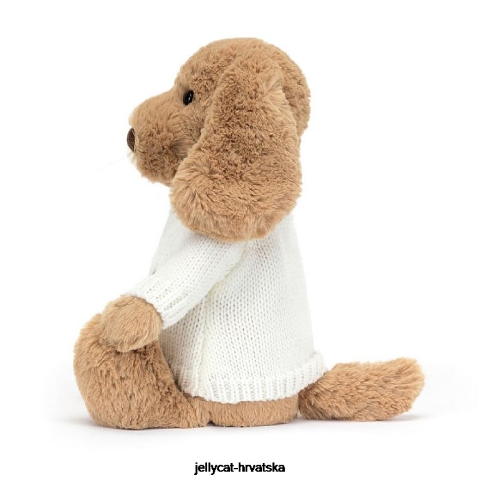 Jellycat stidljivo štene karamele s personaliziranim krem ​​džemperom bež boje 135 igračka