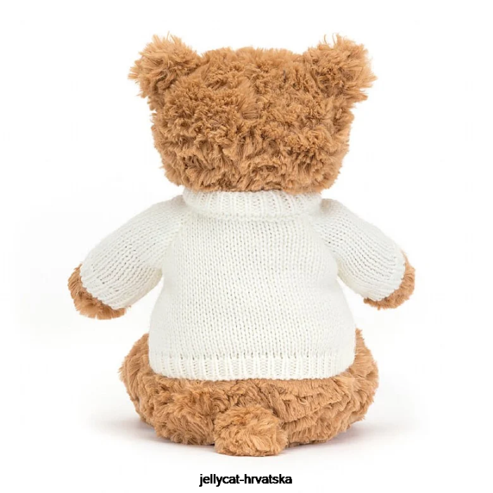 Jellycat Bartholomew medvjed s personaliziranim krem ​​smeđim džemperom 89 igračka
