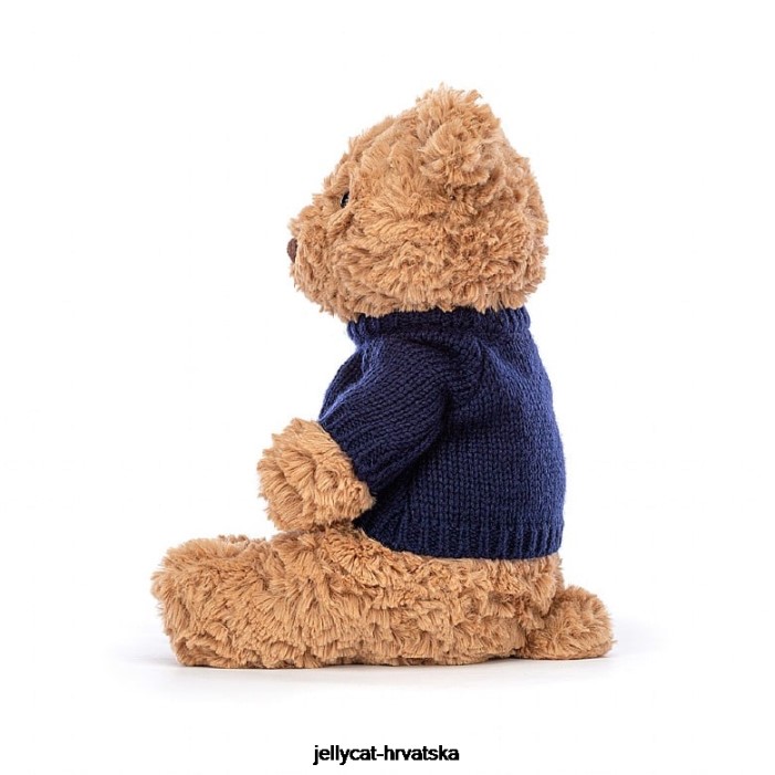 Jellycat Bartolomej medvjed s personaliziranim tamnoplavim smeđim džemperom 104 igračka