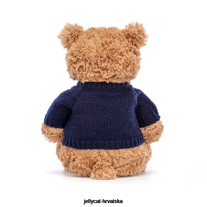 Jellycat Bartolomej medvjed s personaliziranim tamnoplavim smeđim džemperom 104 igračka
