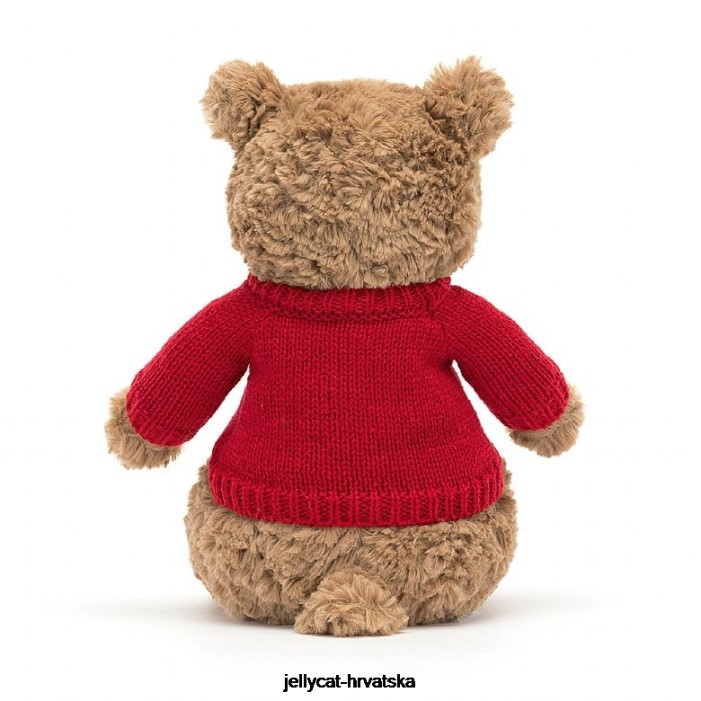 Jellycat bartolomej medvjed s personaliziranim crvenim džemperom smeđi 140 igračka